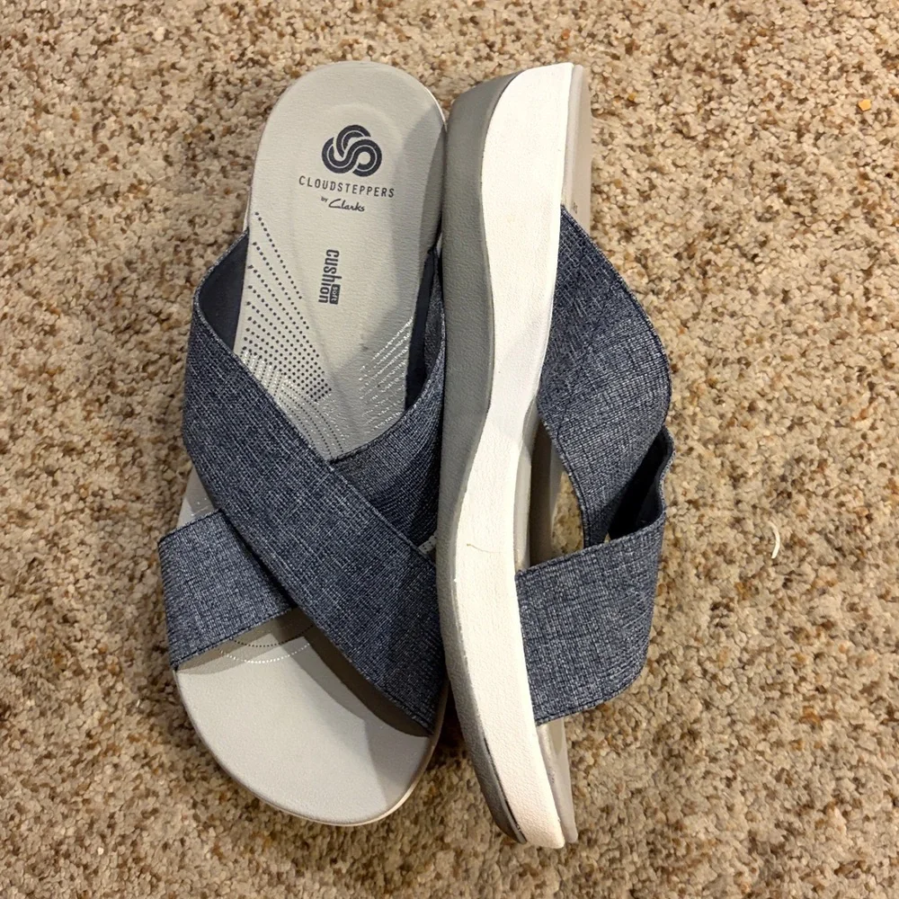 Cloudsteppers by Clarks Denim Blue Slide Sandals - Picture 3 of 4